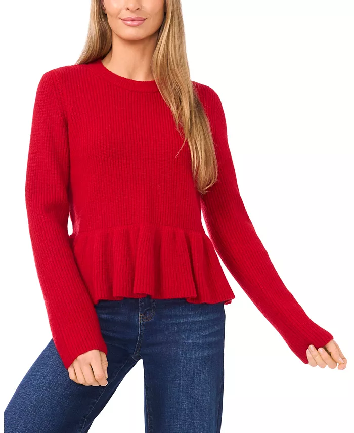 Women's Peplum Pull On Long Sleeve Sweater - thumbnail 7