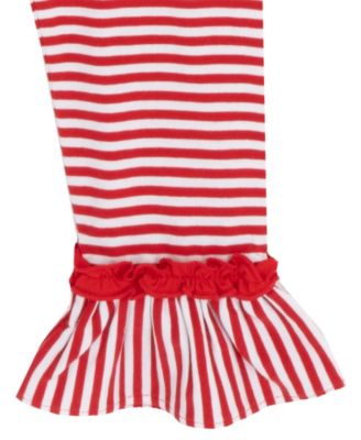 Girls' 2T-4T Santa Sleigh Applique Top and Striped Leggings, 2-Piece Set