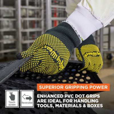 Men's Touchscreen Double Dot Grip Hi Vis Glove (Pack of 12 Pairs)