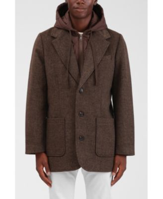 Men's Wool Blend Hoodie Coat