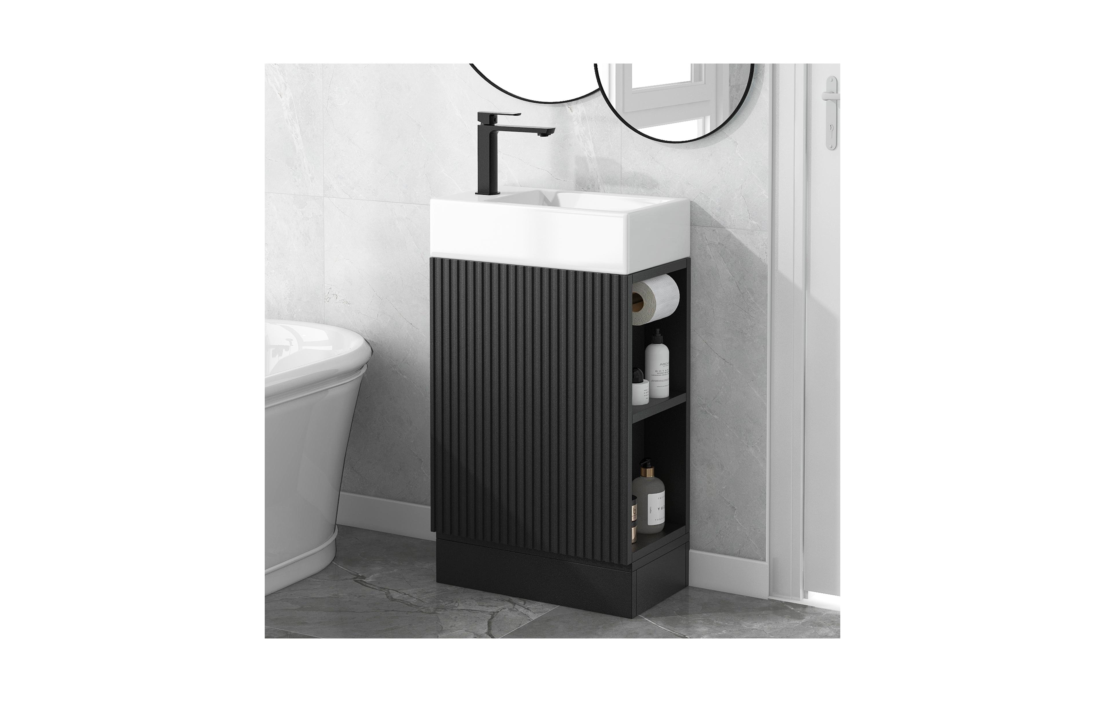 Casainc 18.6" Bathroom Vanity with Sink, Two-Tier Shelf, Left or Right Orientation, Cabinet