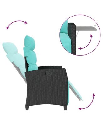 Reclining Garden Chair Black Poly Rattan Standard