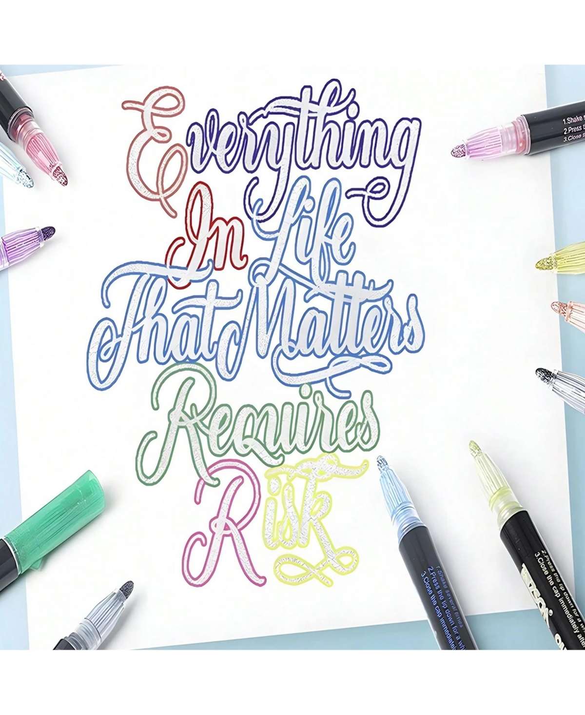 Htutwoo Colors Double Line Outline Pens,Self-Outline Metallic Markers Glitter Writing Drawing Pens For Card Writing