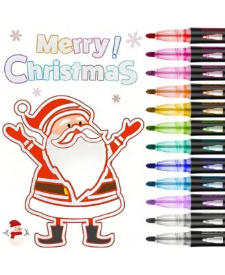 36 Colors Double Line Outline Pens,Self-Outline Metallic Markers Glitter Writing Drawing Pens For Card Writing, DIY Art Crafts Back To School