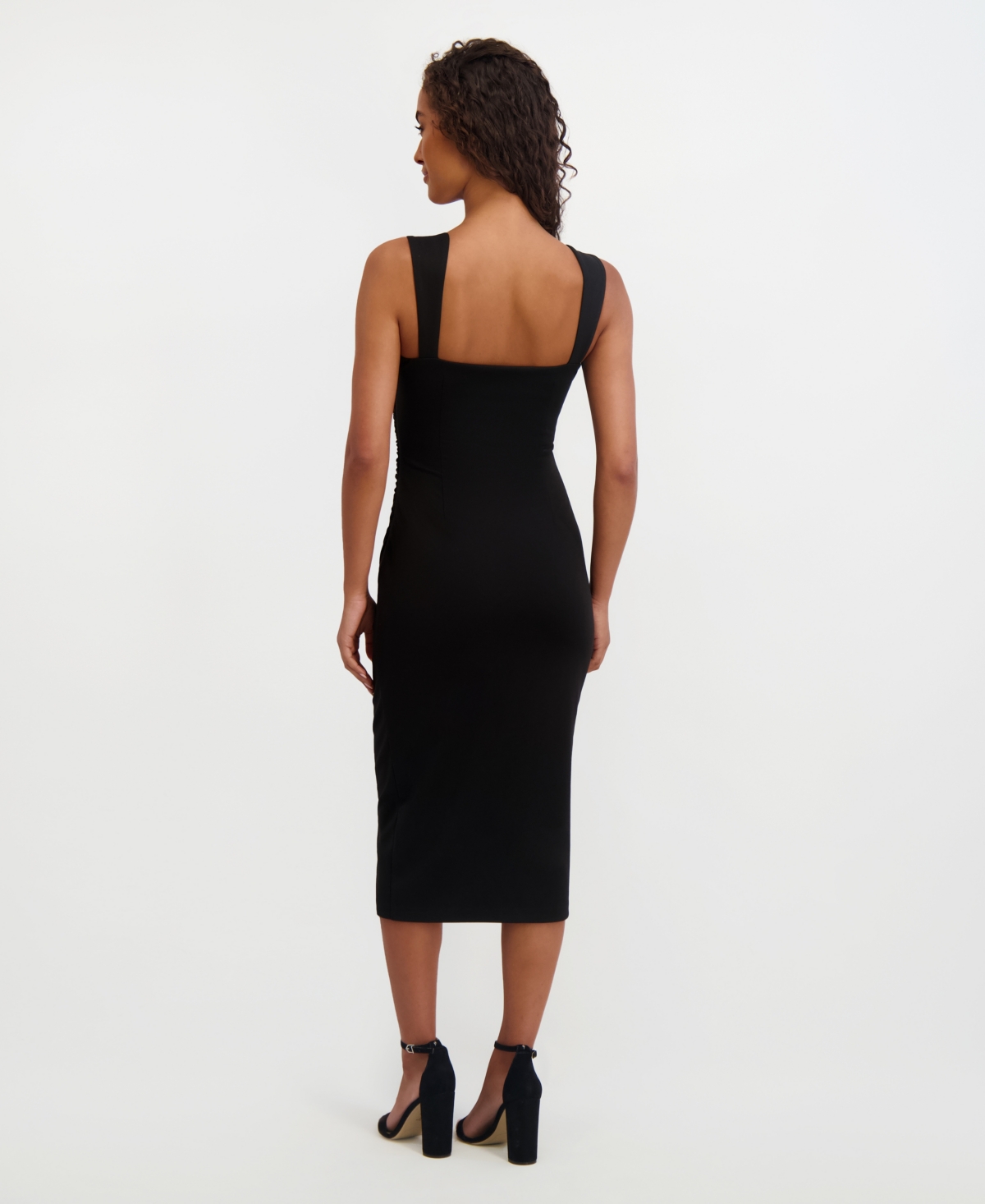 Siena Women's Ponte-knit Sleeveless Bodycon Midi Dress In Black