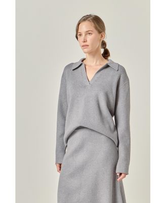 Women's Oversized Collar Knit Top