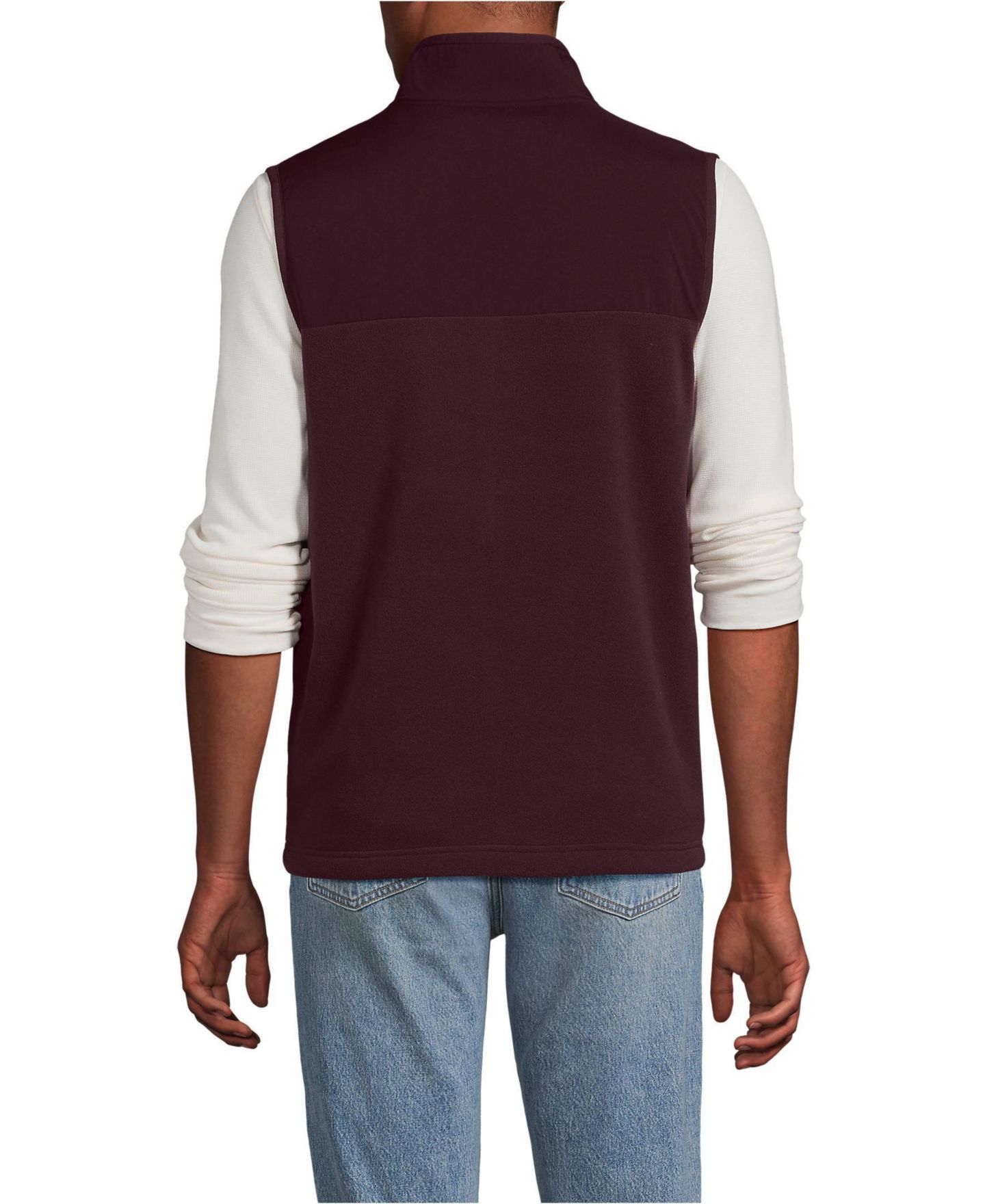 Мужской жилет Lands' End Big & Tall Anyweather RainDefense Fleece Vest, цвет: Бордовый — фото 2