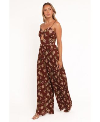 Women's Alice Wide Leg Jumpsuit - Brown Floral