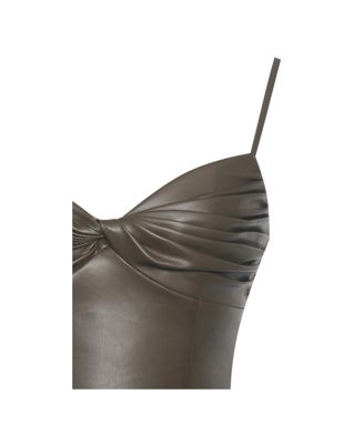 Women's Parisia Cocoa Faux Leather Drop Waist Maxi Dress