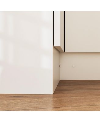 Bedroom Corner Armoire with Top Cabinet, Wardrobe with 2-Drawers and 2-Hold Bar