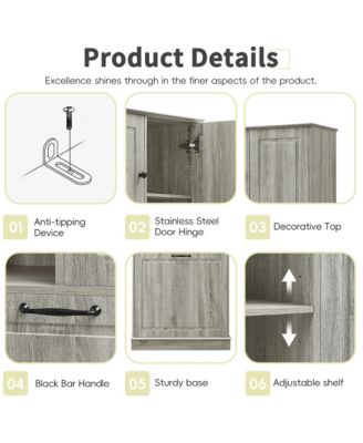 CASAINC 68"H MDF Tall Adjustable Shelves, Flip-Out Basket Storage Cabinet