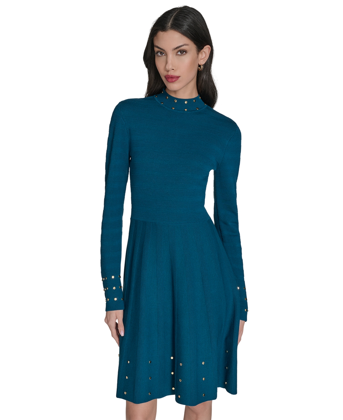 Vince Camuto Women's Embellished Mock Neck Dress In Green