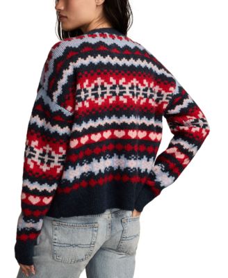Women's Fair Isle Crew Neck Cardigan Sweater