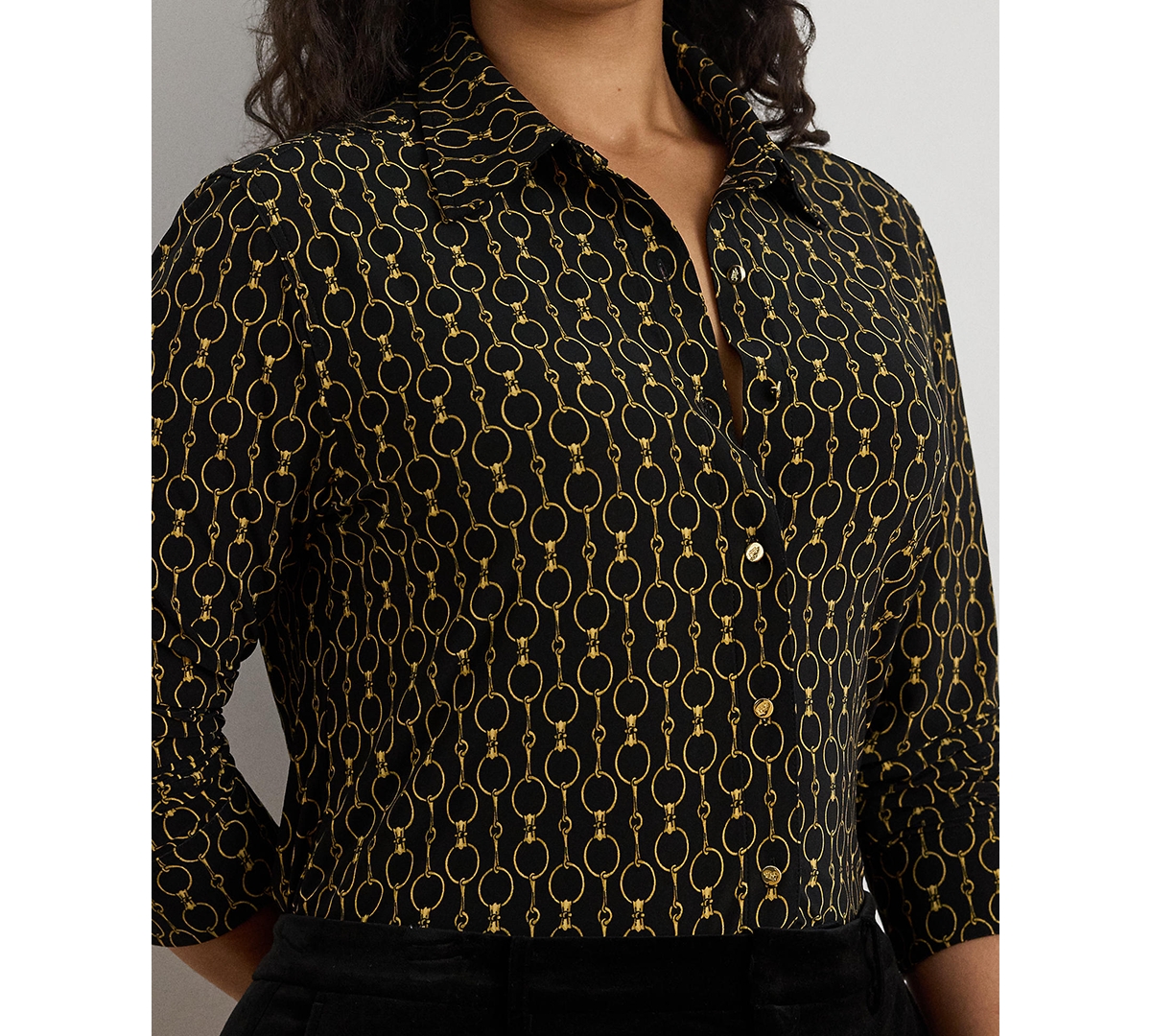 Lauren Ralph Plus Slim Fit Chain-Print Jersey Shirt
