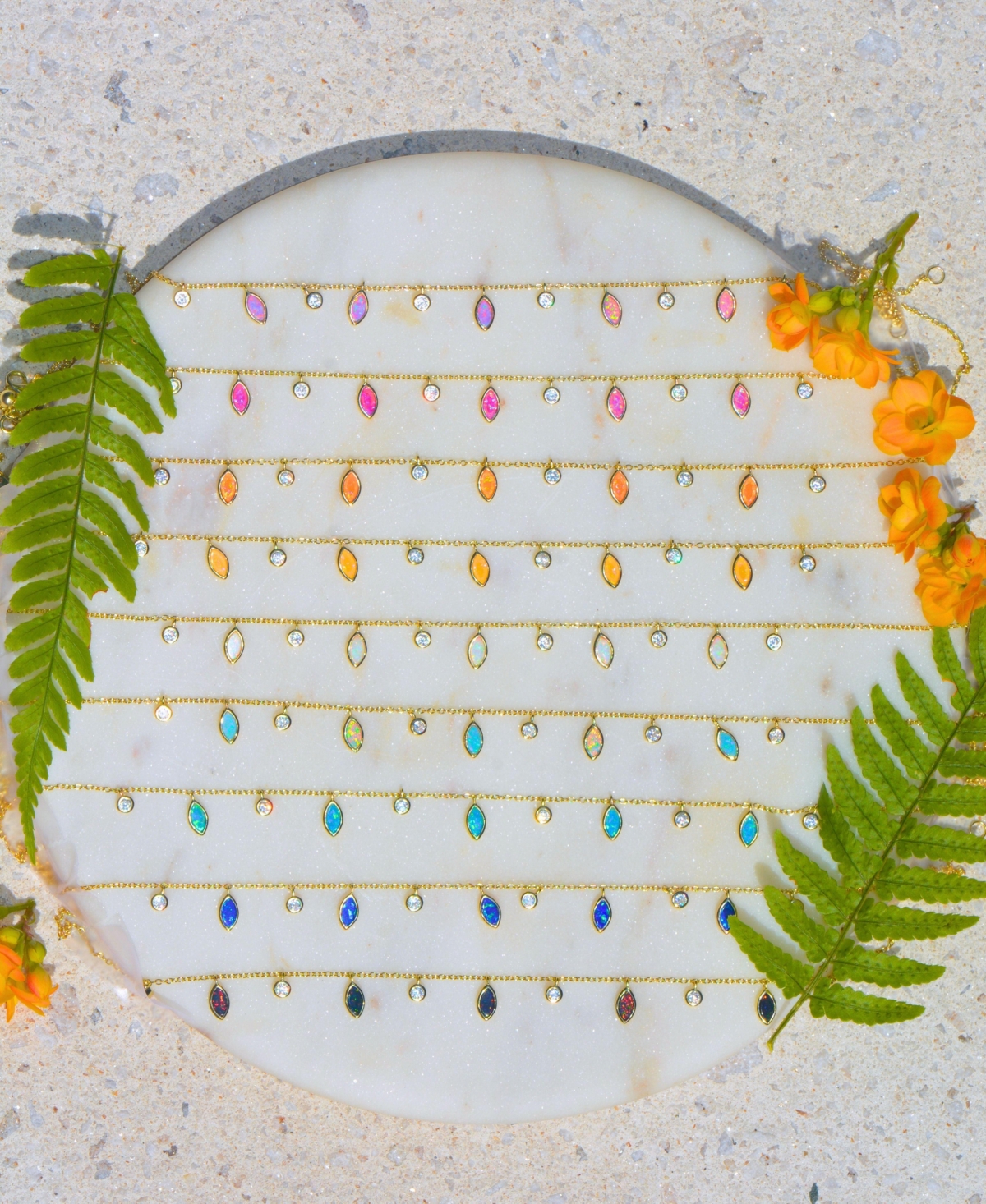 Kamaria Drops Of Spring Necklace With Lab-grown Opal In 14k Gold Plated Sterling Silver In Gold