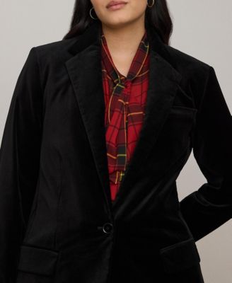 Plus Size Stretch Velvet Blazer