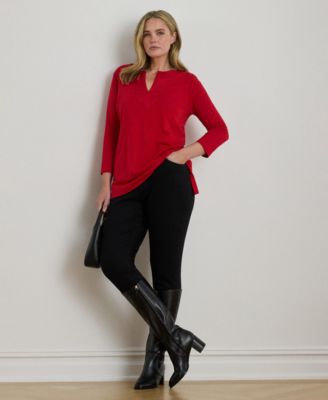 Plus Size Jersey Three-Quarter-Sleeve Tunic