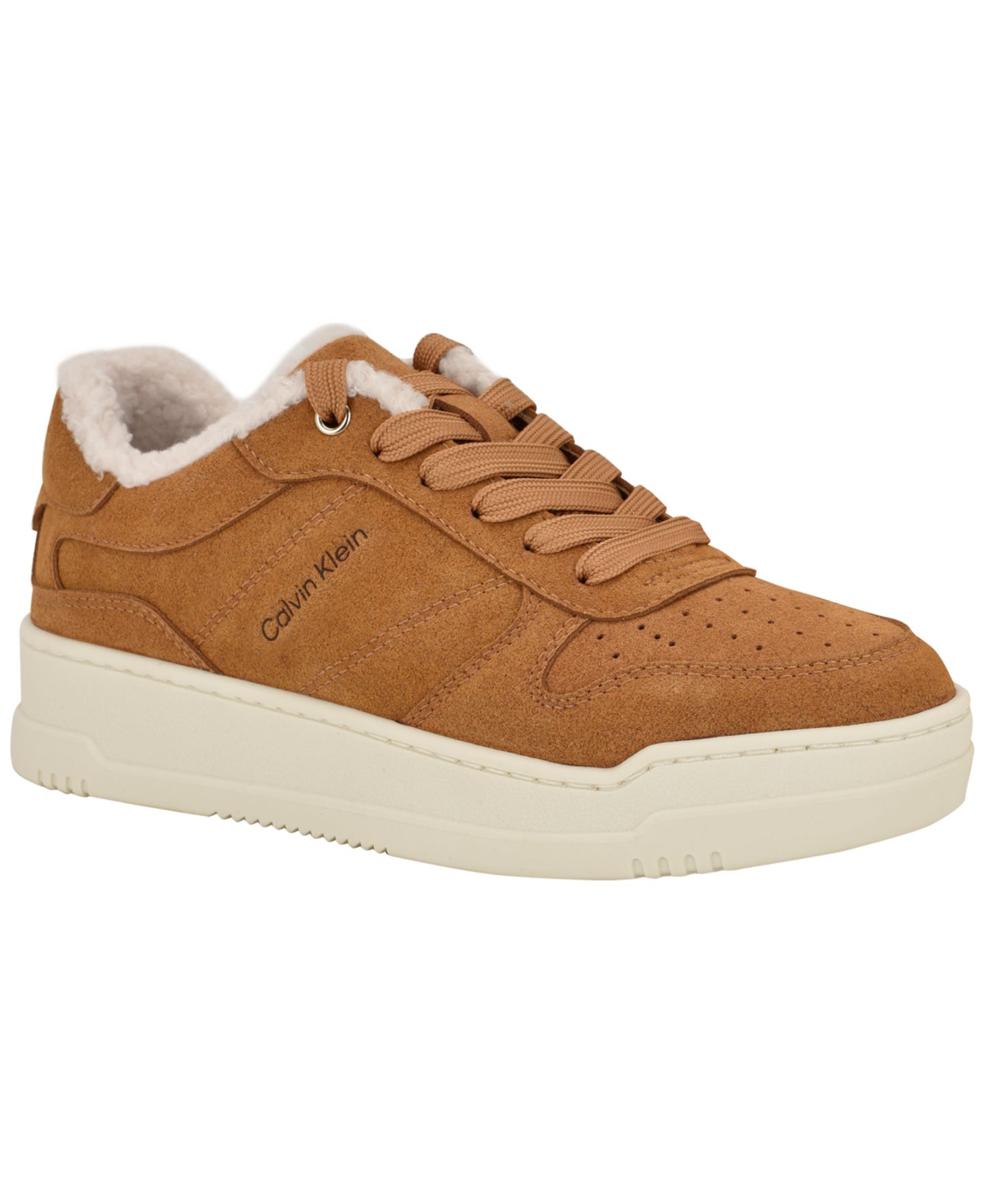 Женские кроссовки Calvin Klein Pozay Cozy Suede Lace-Up, цвет: Коньячный замшевый — фото 1