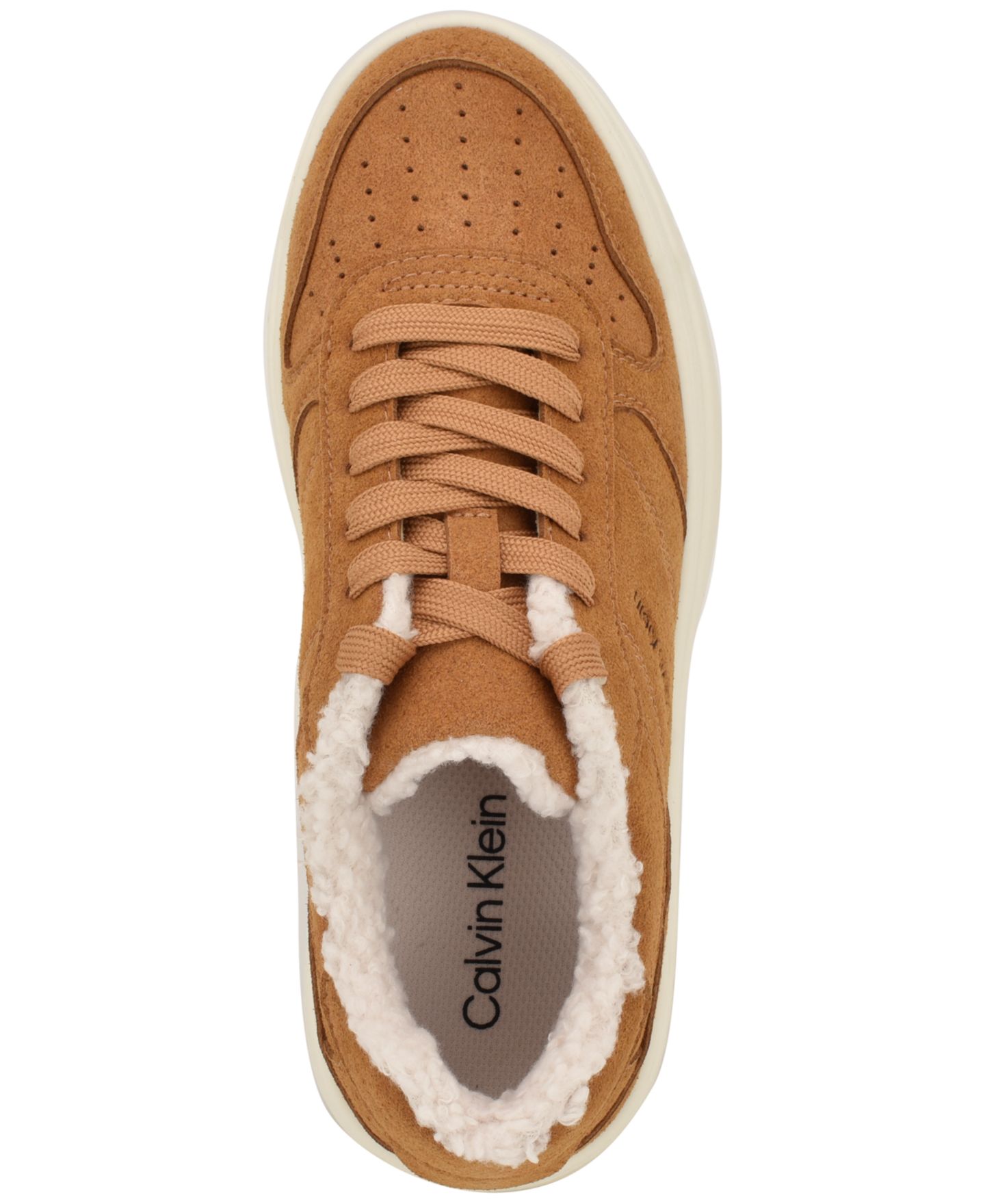 Женские кроссовки Calvin Klein Pozay Cozy Suede Lace-Up, цвет: Коньячный замшевый — фото 4