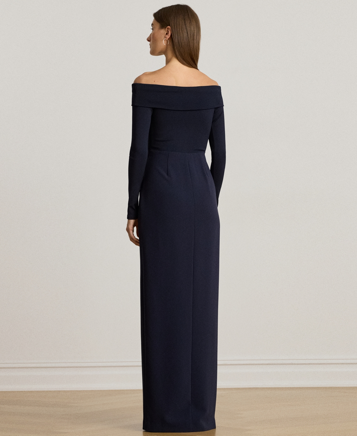 Ralph Lauren Women's Rib-knit Off-the-shoulder Gown In Blue