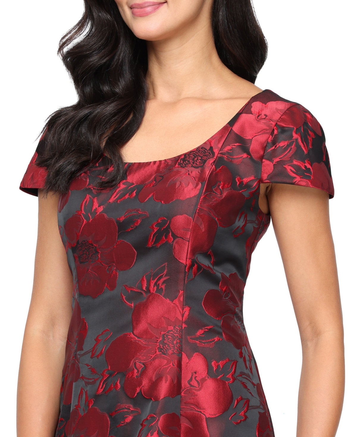 Sl Fashions Women's Midi Printed Scoop Neck A-line Dress In Multi