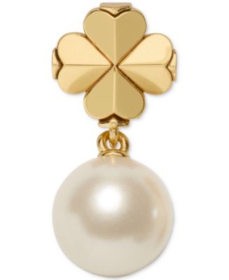 Imitation Pearl and Cubic Zirconia Flower Drop Earrings