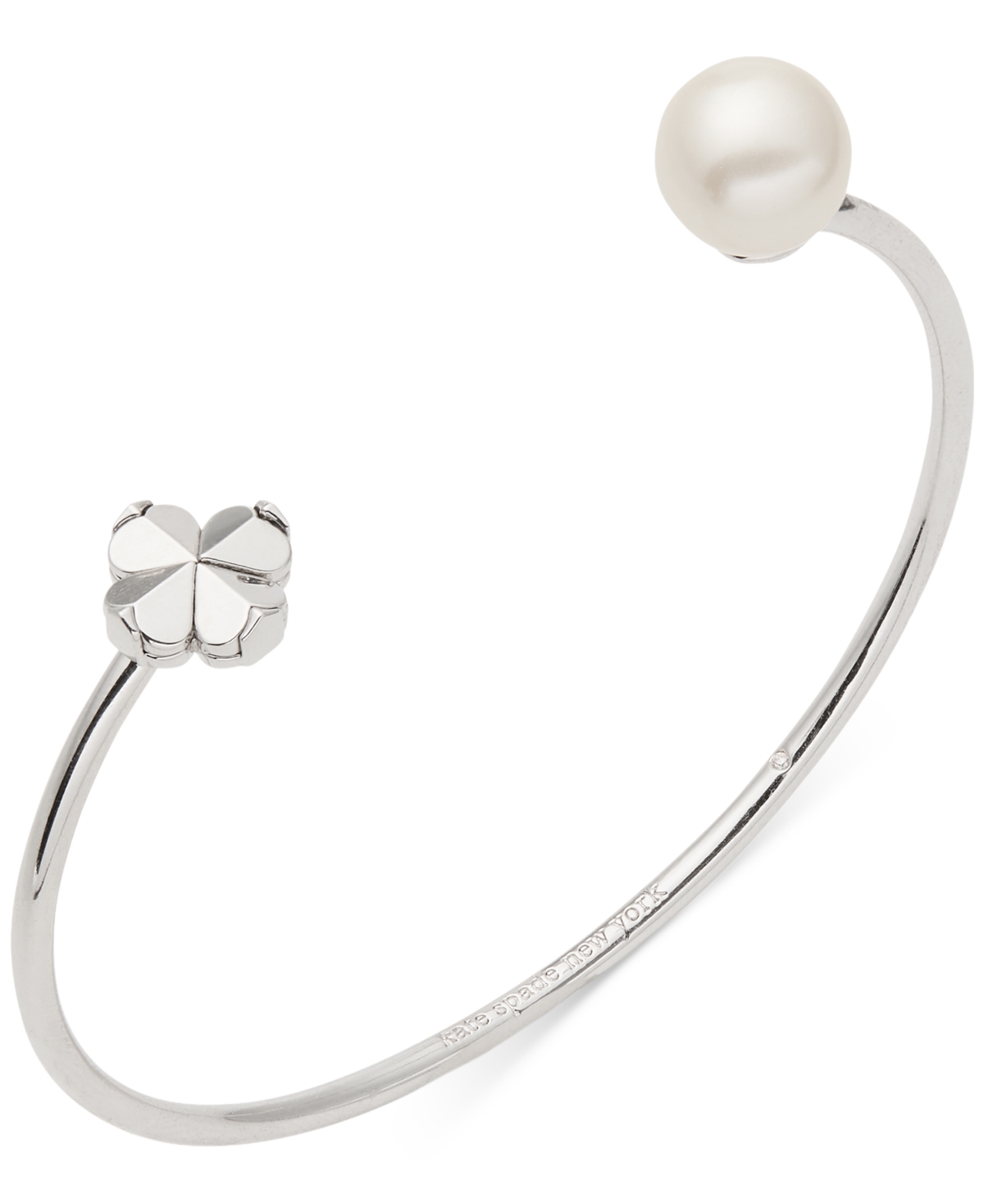 Kate Spade Imitation Pearl And Cubic Zirconia Flower Bracelet (also In Gold-tone) In Silver