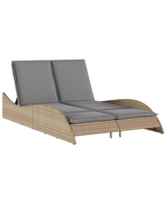 Sun Lounger Beige PE rattan 44.9x80.7x28.7 in