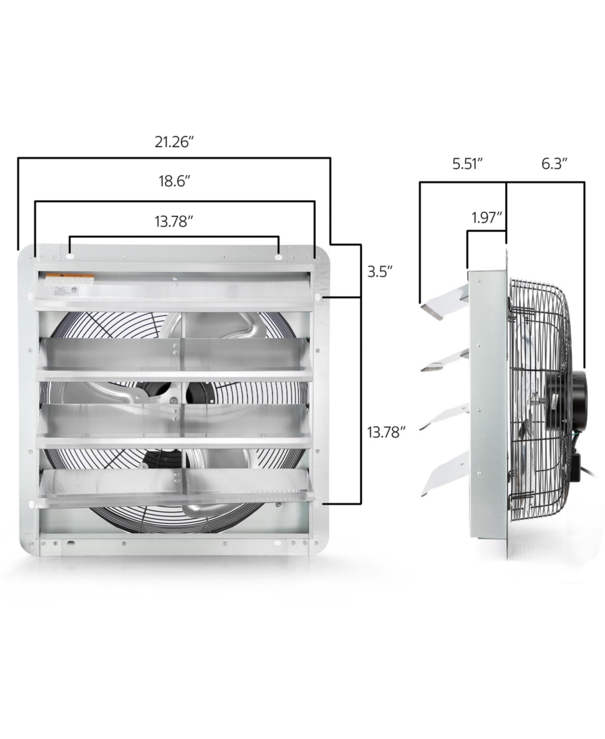 Vie Air Inch Shutter Exhaust Fan with Power Cord