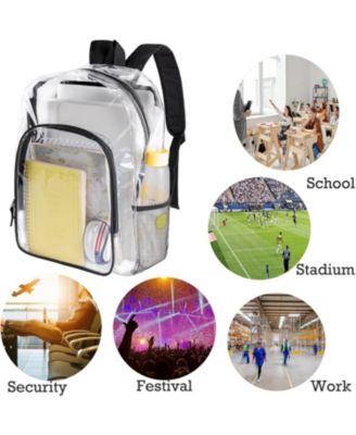 Clear Backpack Heavy Duty Clear Bookbag Transparent Plastic Backpacks for School Work Concert College (Black)