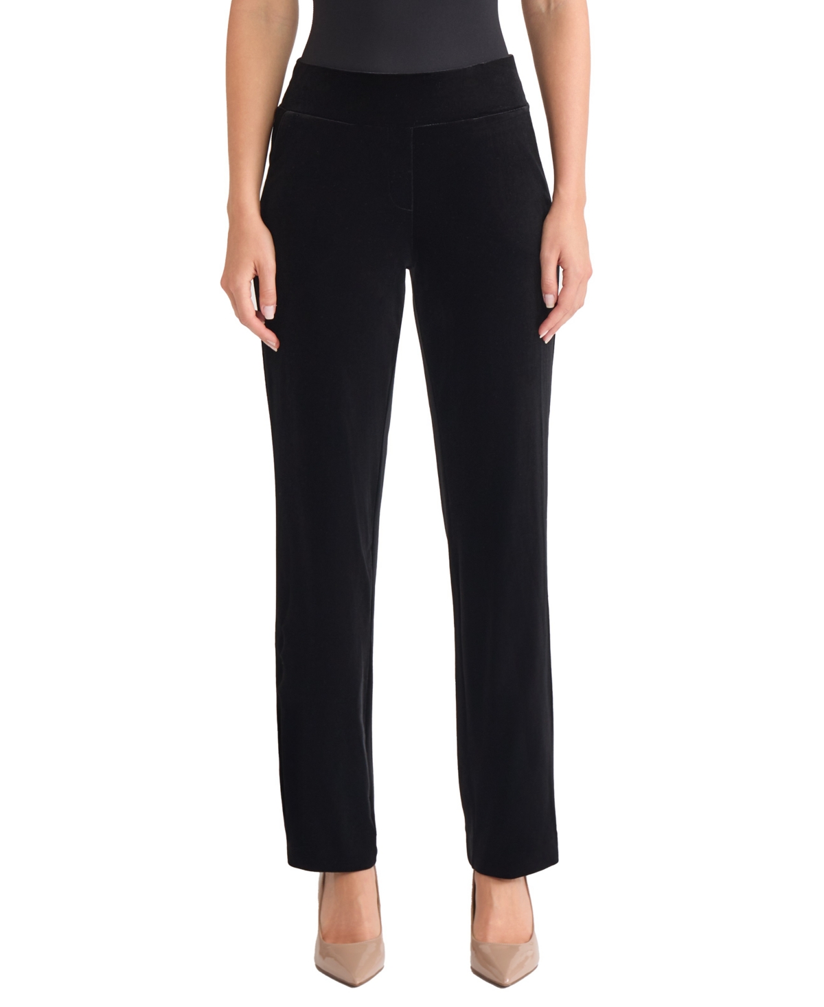 Jones New York Women's High Rise Straight Leg Velvet Pants In Black