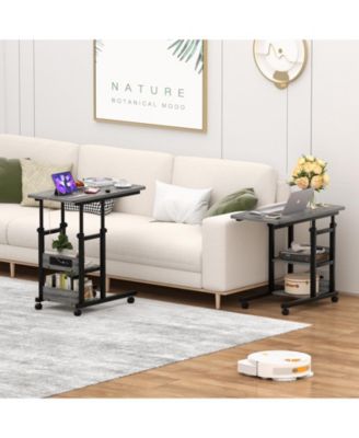 Height Adjustable C Table with USB Port and Wheels