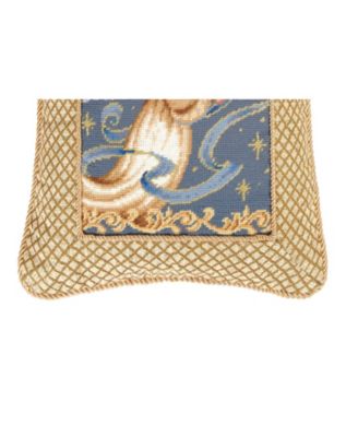 Christmas Angel Wings w/ Trumpet Horn Mini Cotton Blend Gold Accent Pillow 14" x 18"