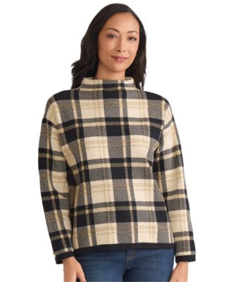 Jones New York - Women's Plaid Mock Neck Sweater