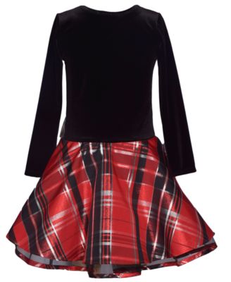 Girls' 7-16 Long-Sleeve Plaid Hipster Dress