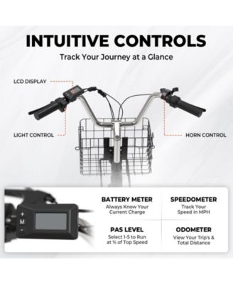 Adult Cargo Electric Trike, 24" 3-Wheel Bike with Removable 48V/13Ah Battery, Front & Rear Basket