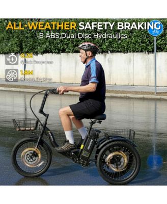 Step-Thru Folding E-Trike, 500W 20" Electric Trike for Adults with Removable Battery & Basket