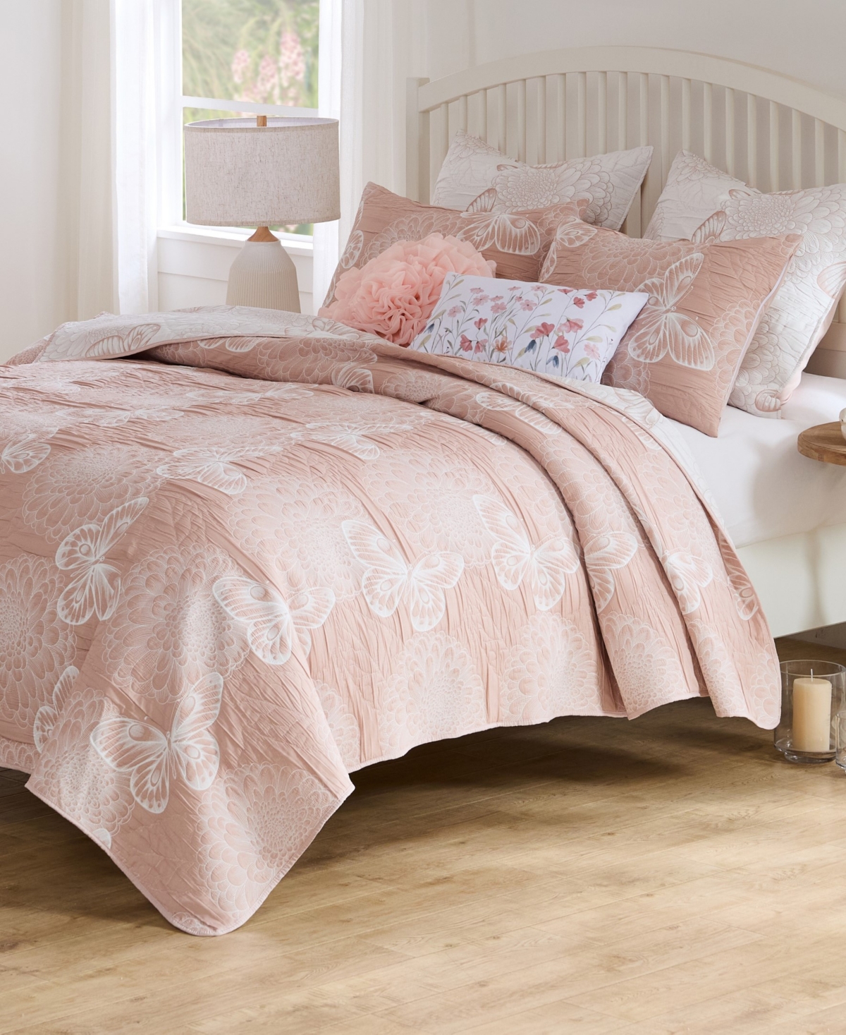 Greenland Home Fashions Mariposa Dahlia Matelasse 2-pc. Coverlet Set, Twin In Neutral