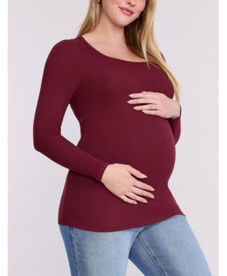 Maternity Square Neck Rib Knit Long Sleeve Tee - Motherhood