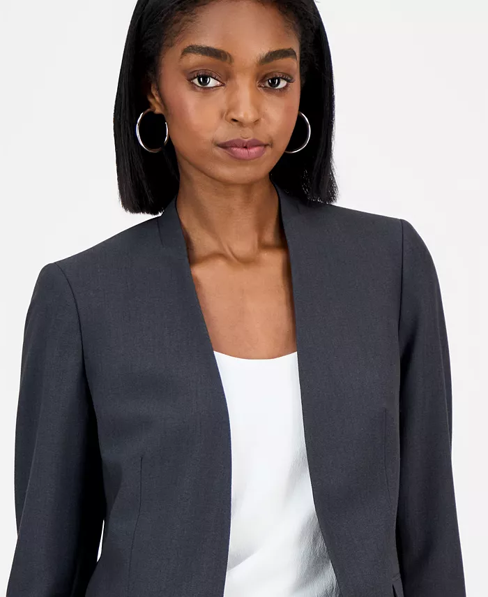 Women's Bi-Stretch Collarless Open-Front Blazer - thumbnail 3