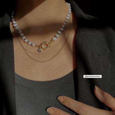 Japanese Black Beaded And Freshwater Pearl Stainless Steel Necklace