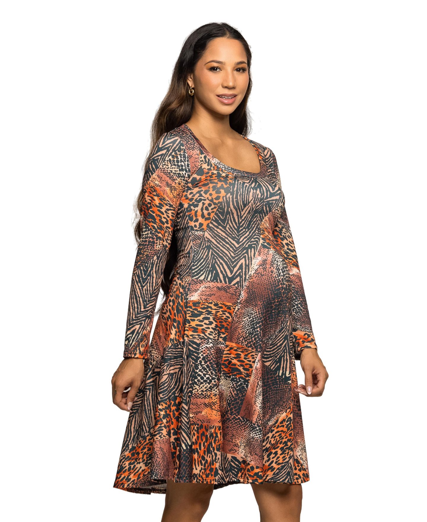 Женское платье 24seven Comfort Apparel Maternity Fit and Flare, цвет: Коричневый разноцветный — фото 2
