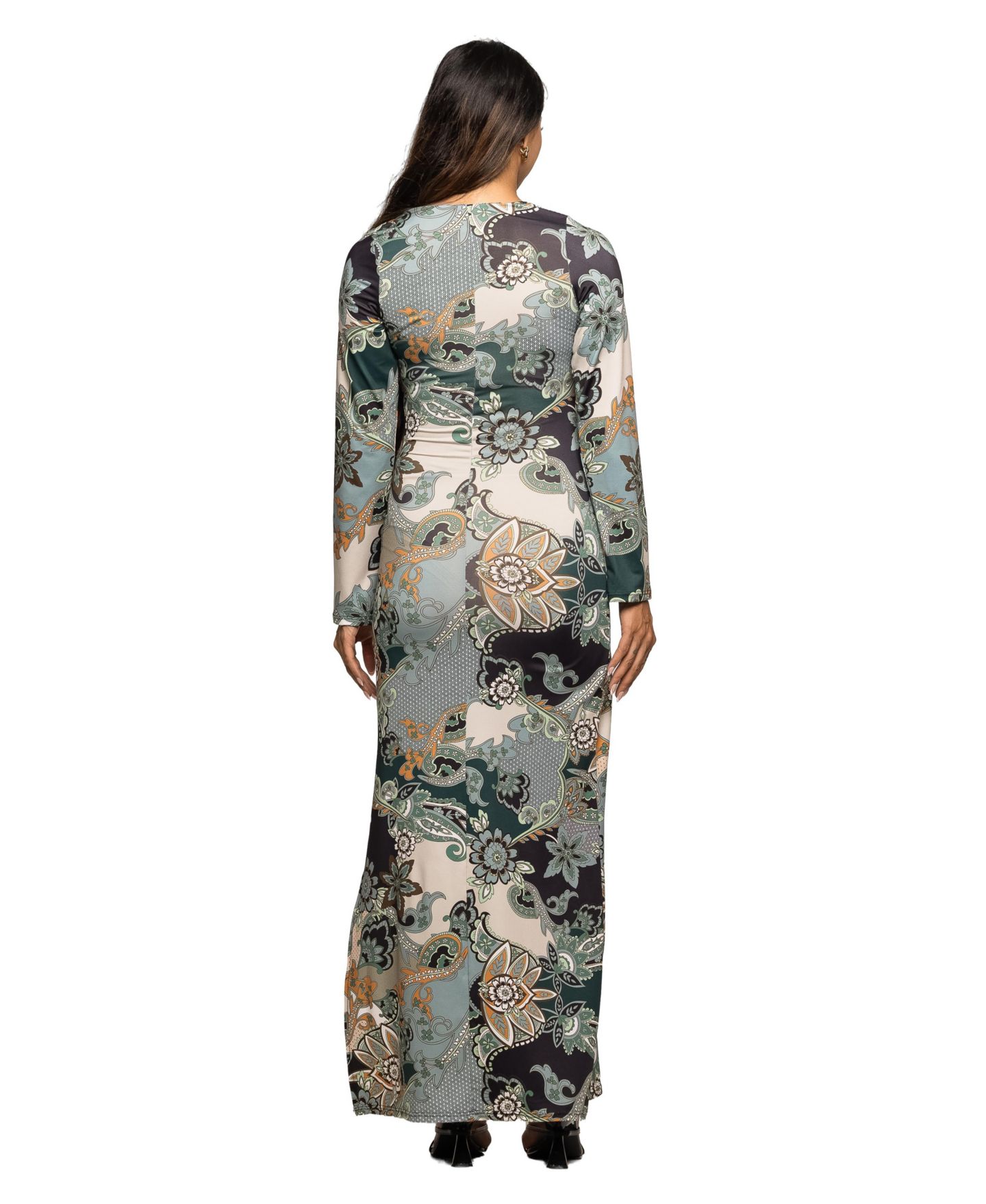 Женское платье 24seven Comfort Apparel Maternity Long Sleeve Maxi, цвет: Серый разноцветный — фото 3