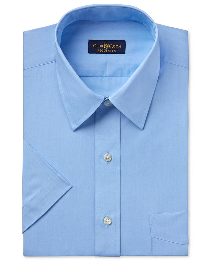 Club Room Men's Easy Care Rich Blue Solid Short-Sleeve Dress Shirt ...