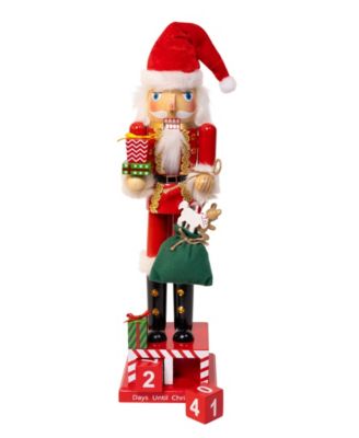Wooden 15" Santa Calendar Nutcracker