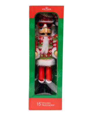 Delightful 15" Ski Santa with Christmas Sweater Nutcracker