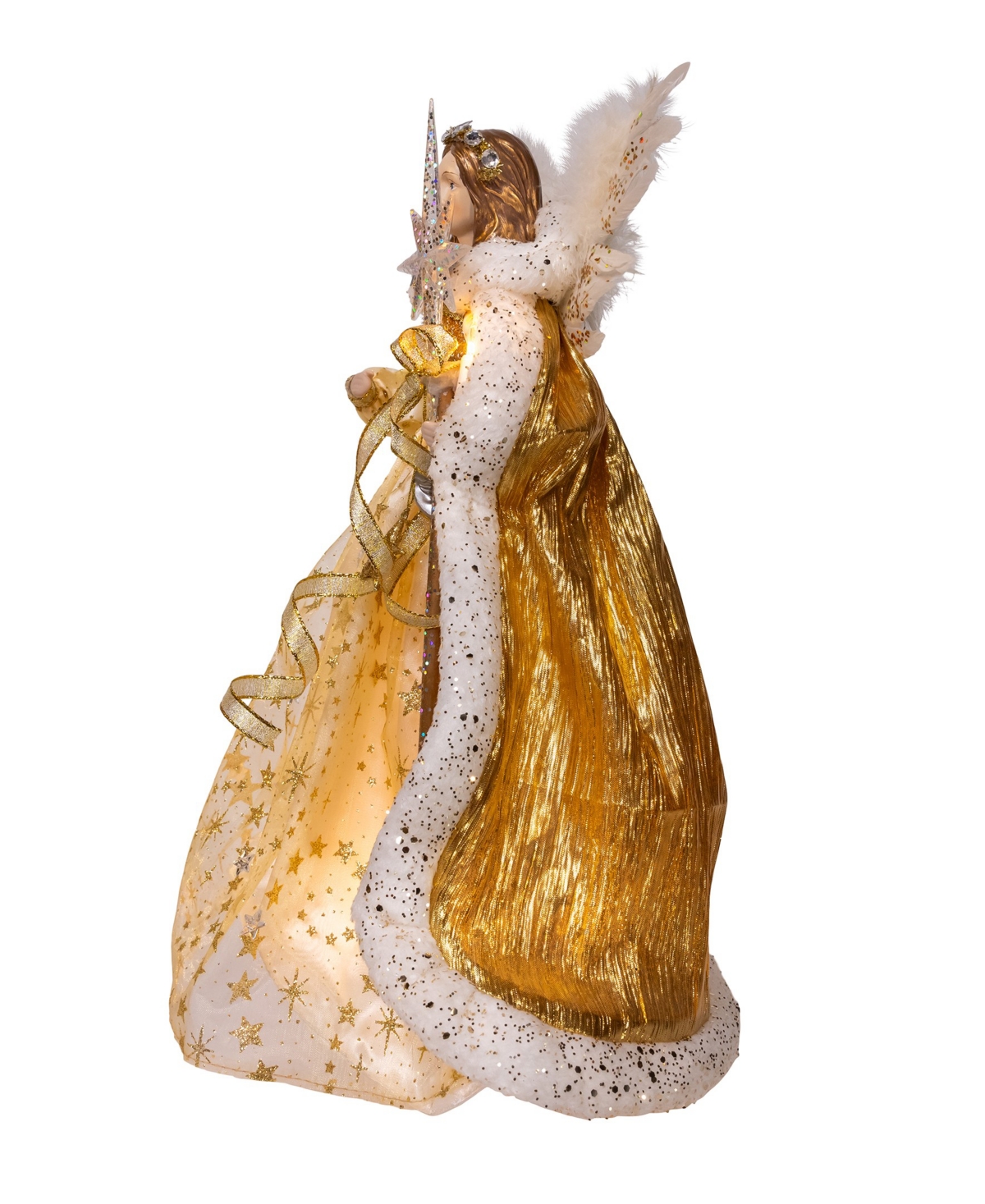 Kurt Adler 16-inch Ul 10-light Celestial Angel Tree Topper In Gold