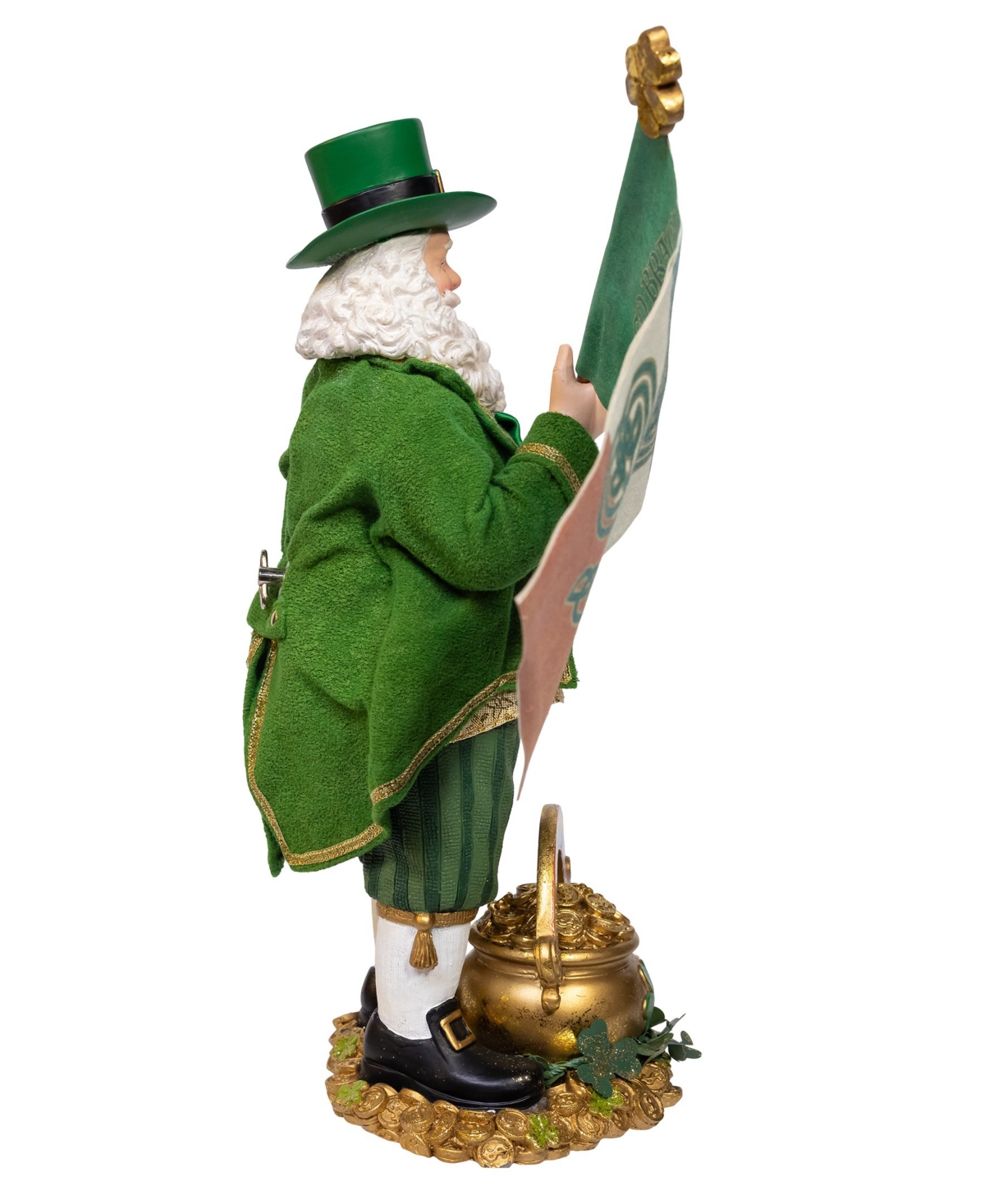 Kurt Adler 11-inch Fabriche Musical Irish Santa In Green