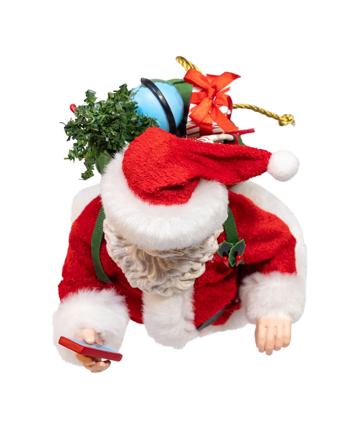 Kurt Adler 10.5-inch Fabriche Santa With Luggage, 2-piece Set In Red