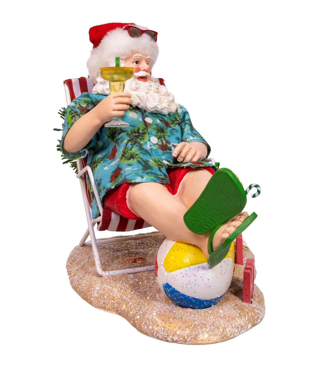 Kurt Adler 8.5-inch Fabriche Santa Sitting On Beach Chair In Multi